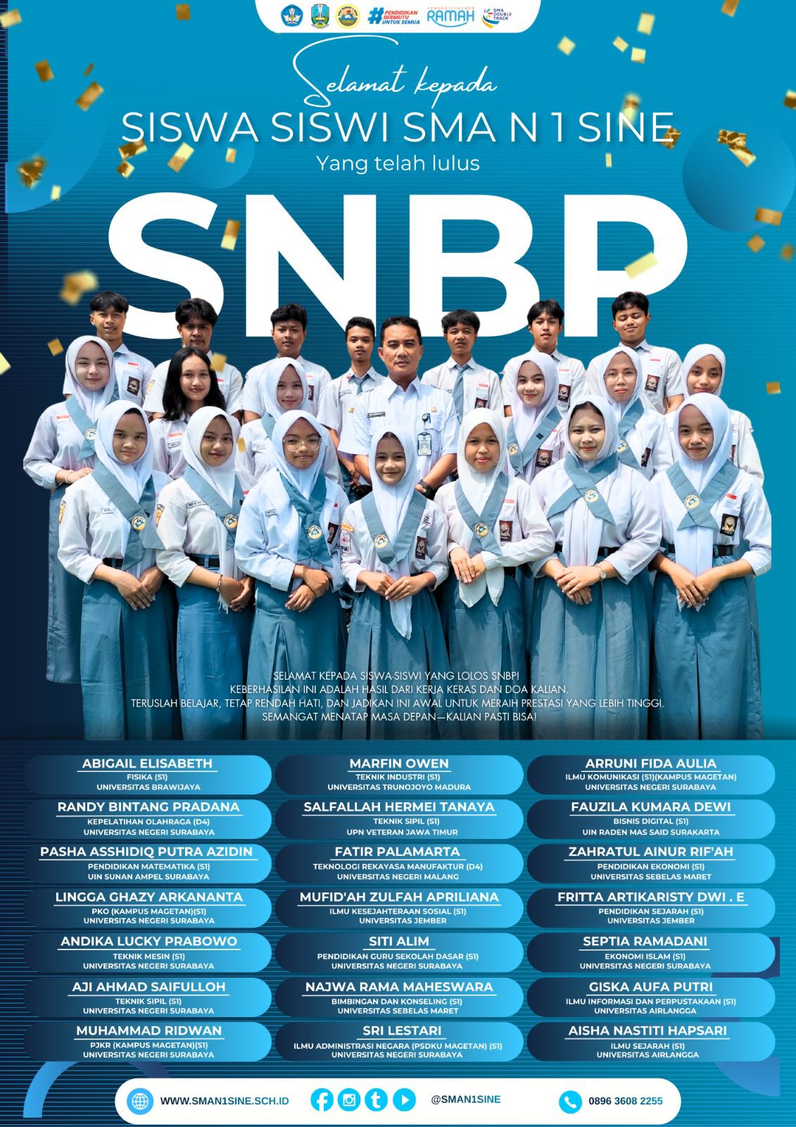 21 Siswa SMAN 1 Sine Lolos SNBP 2026